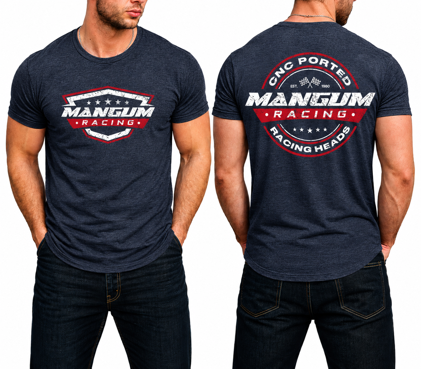 Mangum Racing blue t-shirt with logo